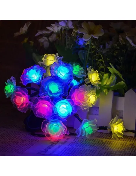 Instalatie solara 50 LED trandafiri, multicolor