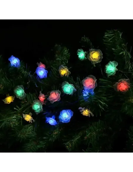 Instalatie solara 50 LED trandafiri, multicolor