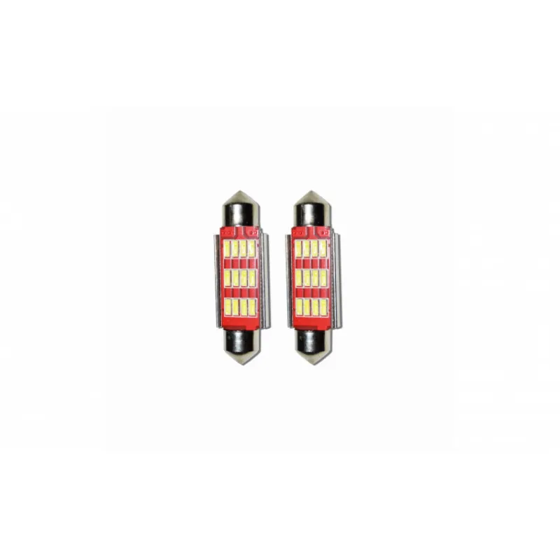 Set 2 x Bec LED 41mm SOFIT, 12LED, 12V, ALB, 4012