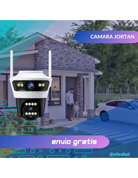 Camera Jortan4 Dubla, Conexiune Wifi, 2 Lentile V,Full HD, Interior/Exterior, Recunoastere faciala IP66 + CARD 32GB