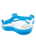 Piscina gonflabila pentru Familie, Bleu, 4 scaune gonflabile integrate, 2 suporturi pentru pahare, Intex, 229x229x66cm