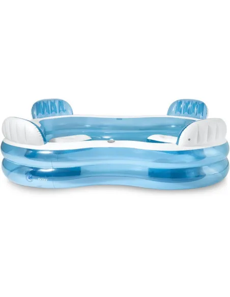 Piscina gonflabila pentru Familie, Bleu, 4 scaune gonflabile integrate, 2 suporturi pentru pahare, Intex, 229x229x66cm