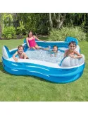 Piscina gonflabila pentru Familie, Bleu, 4 scaune gonflabile integrate, 2 suporturi pentru pahare, Intex, 229x229x66cm