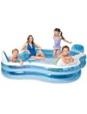 Piscina gonflabila pentru Familie, Bleu, 4 scaune gonflabile integrate, 2 suporturi pentru pahare, Intex, 229x229x66cm