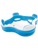 Piscina gonflabila pentru Familie, Bleu, 4 scaune gonflabile integrate, 2 suporturi pentru pahare, Intex, 229x229x66cm