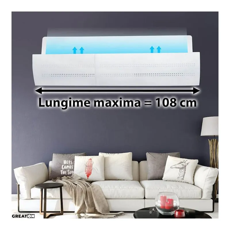 Deflector aer condiționat reglabil 55-105 cm cu ventuze