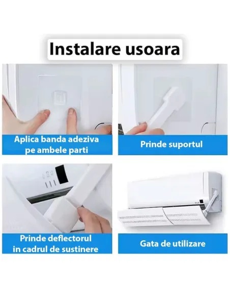 Deflector aer condiționat reglabil 55-105 cm cu ventuze