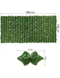 Gard artificial verde cu frunze, 300x100cm