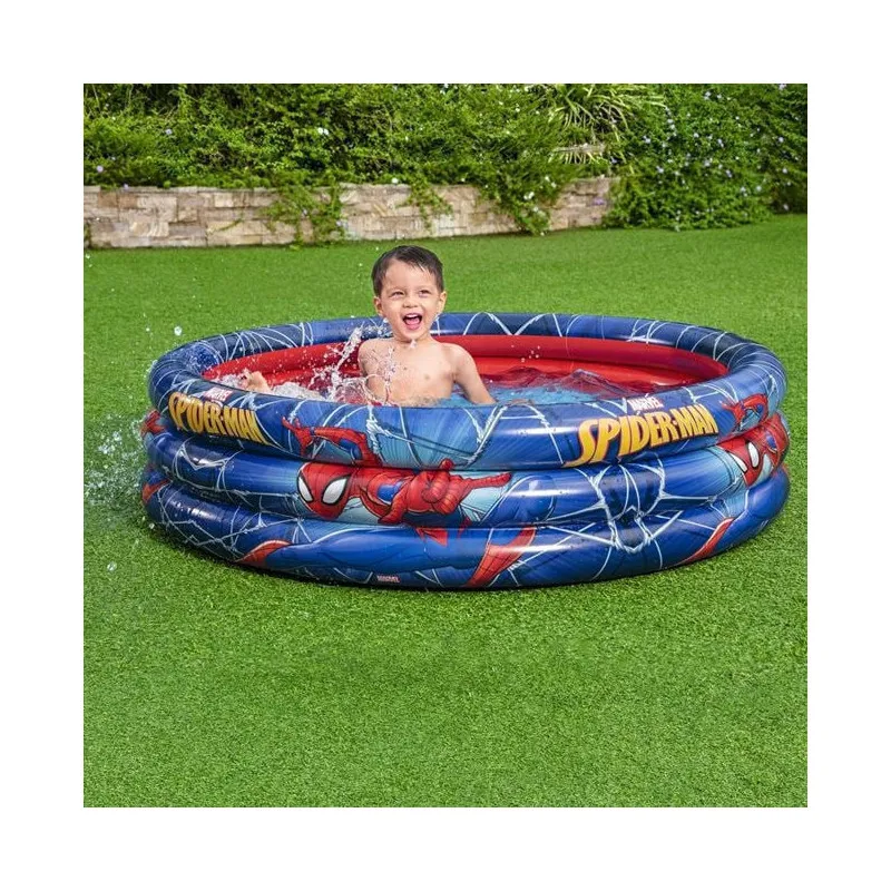 Piscină Gonflabilă Bestway Spiderman, Ø122 cm, Adâncime 30 cm, 200 L, 3 Compartimente Aer