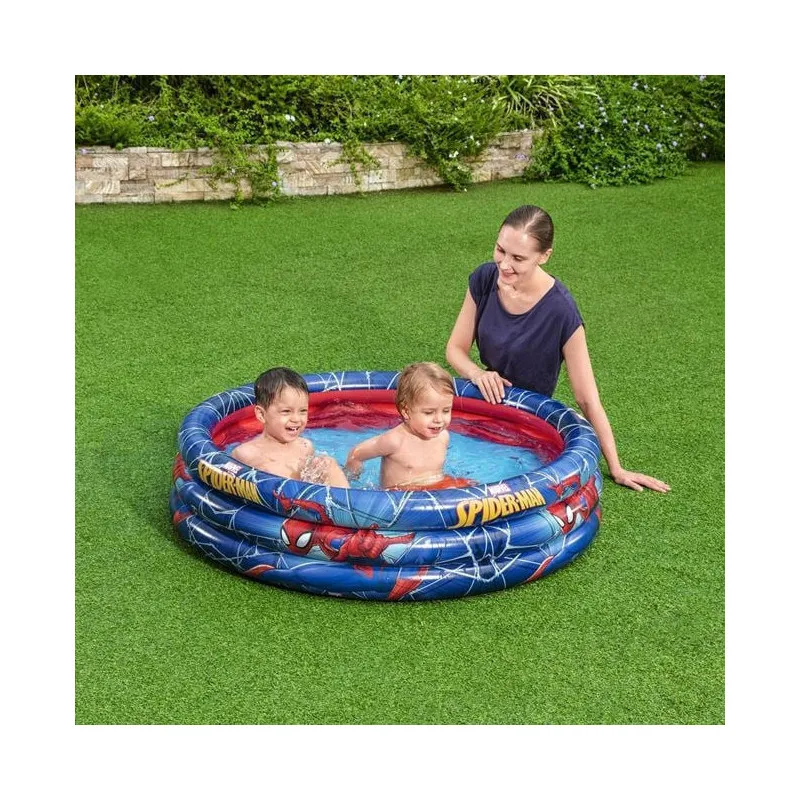 Piscină Gonflabilă Bestway Spiderman, Ø122 cm, Adâncime 30 cm, 200 L, 3 Compartimente Aer