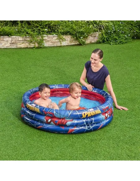 Piscină Gonflabilă Bestway Spiderman, Ø122 cm, Adâncime 30 cm, 200 L, 3 Compartimente Aer