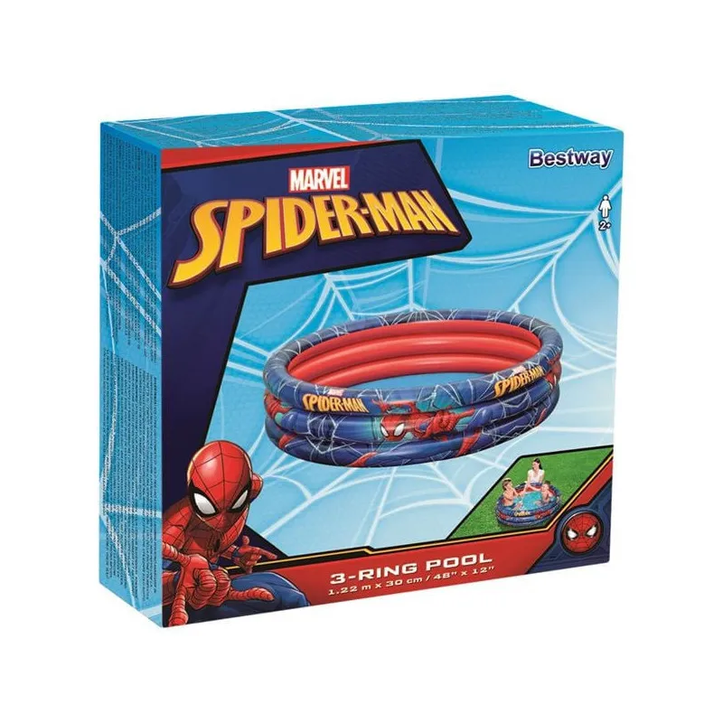 Piscină Gonflabilă Bestway Spiderman, Ø122 cm, Adâncime 30 cm, 200 L, 3 Compartimente Aer