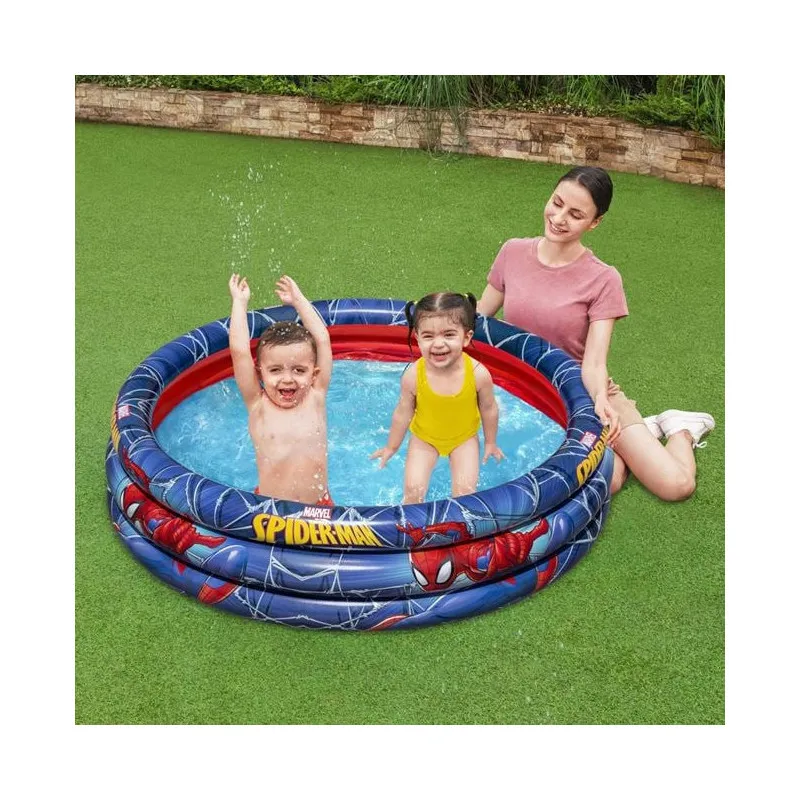 Piscină Gonflabilă Bestway Spiderman, Ø122 cm, Adâncime 30 cm, 200 L, 3 Compartimente Aer