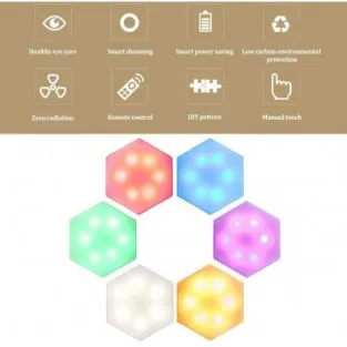 Set 6 lampi hexagon RGB cu telecomanda si senzor 2