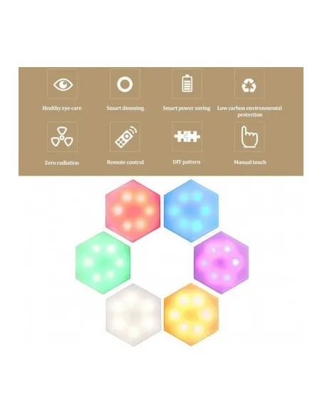 Set 6 lampi hexagon RGB cu telecomanda si senzor