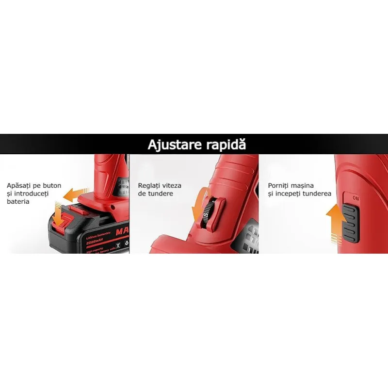 Masina de tuns oi, 2 acumulatori, 4000mAh