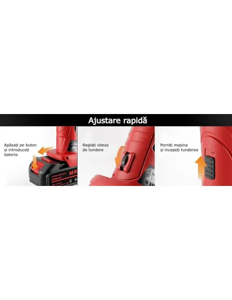 Masina de tuns oi, 2 acumulatori, 4000mAh