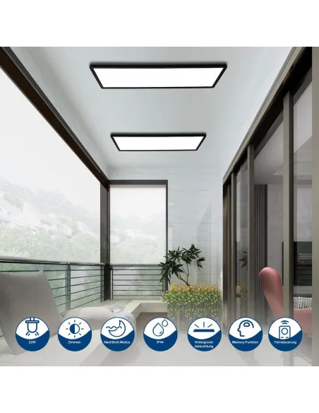 Panou LED Tavan Negru 22W Dimmable 58x20cm