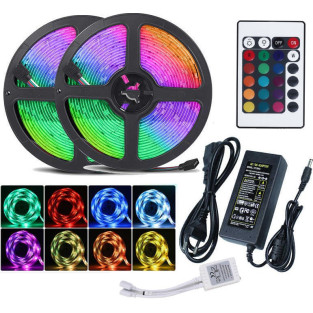 Banda LED SMD 10m , cu telecomanda si joc de lumini, interior