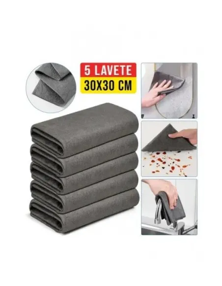 Set 5 Lavete Magice Microfibra 30x30 | Curățare Fără Scame
