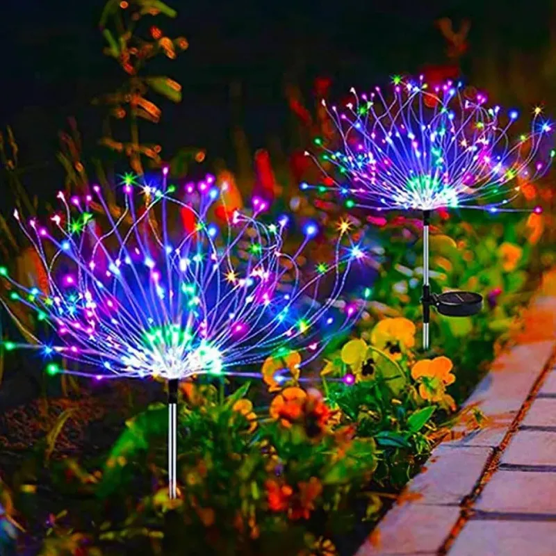Set 2 x Lampa Solara Artificii cu Suport Metalic