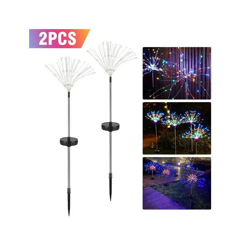Set 2 x Lampa Solara Artificii cu Suport Metalic