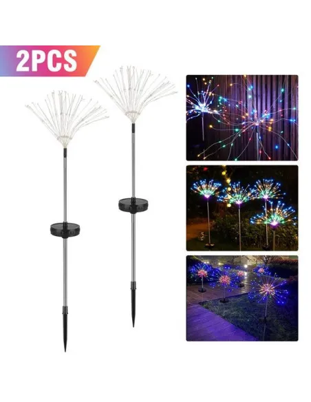 Set 2 x Lampa Solara Artificii cu Suport Metalic