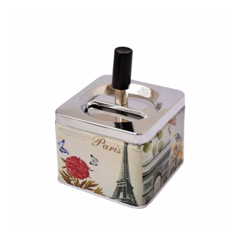 Scrumiera mare inox cu buton