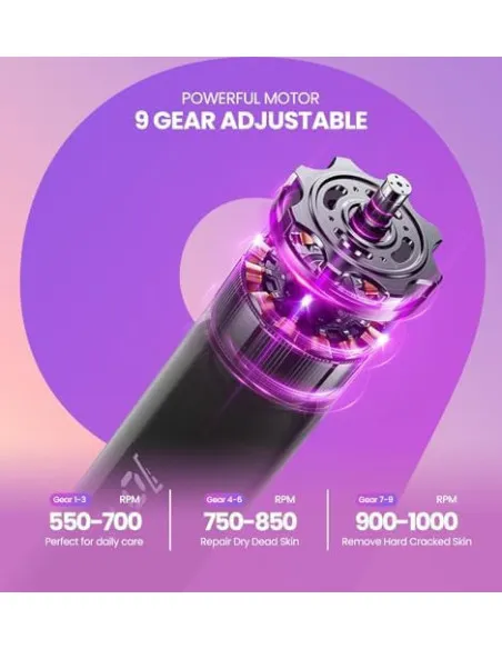 Aparat Pedichiură Electric Mosthink 2în1, 9 Viteze, LED