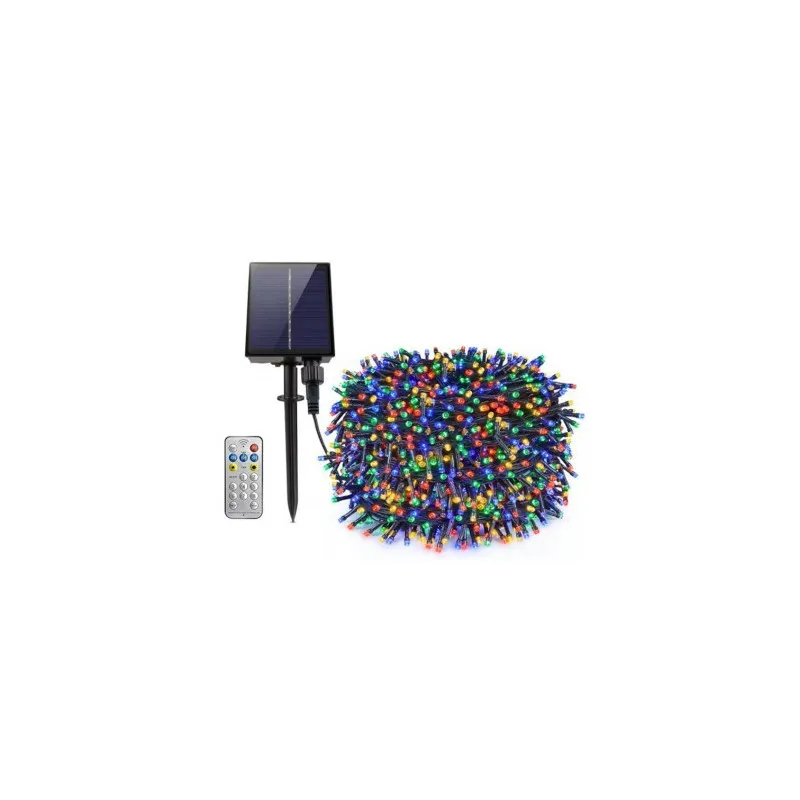 Instalatie 1000 LED cu panou solar mare, 100 M, pentru exterior, model 2024