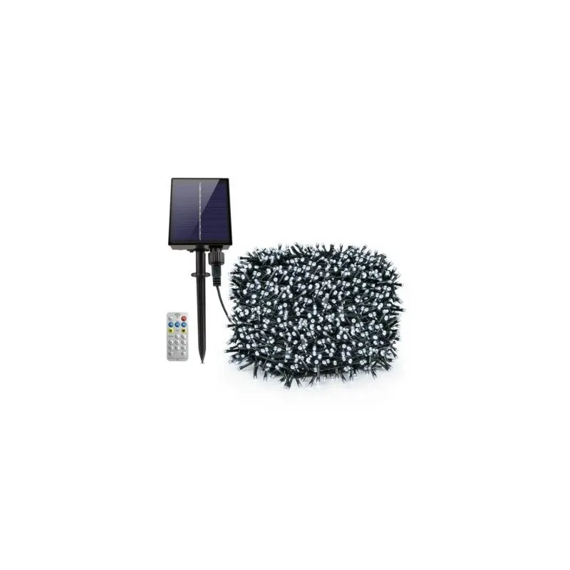 Instalatie 1000 LED cu panou solar mare, 100 M, pentru exterior, model 2024