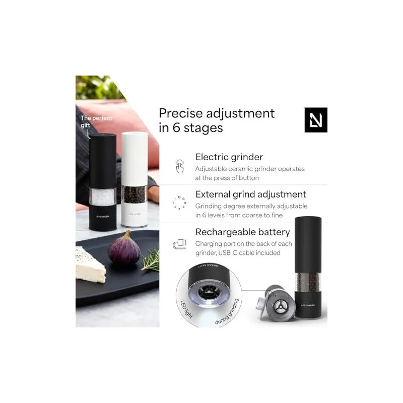 Râșnițe Electrice LARS NYSØM Set 2buc, USB-C, LED