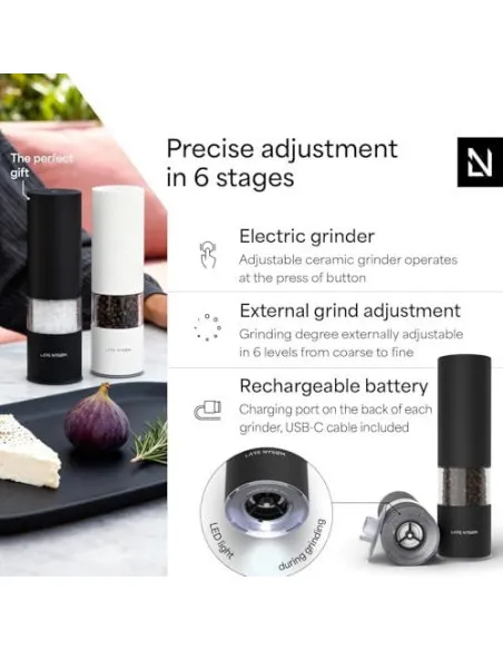 Râșnițe Electrice LARS NYSØM Set 2buc, USB-C, LED