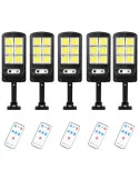 Set 5 x Lampa solara cu 6 celule, LED-uri COB si telecomanda