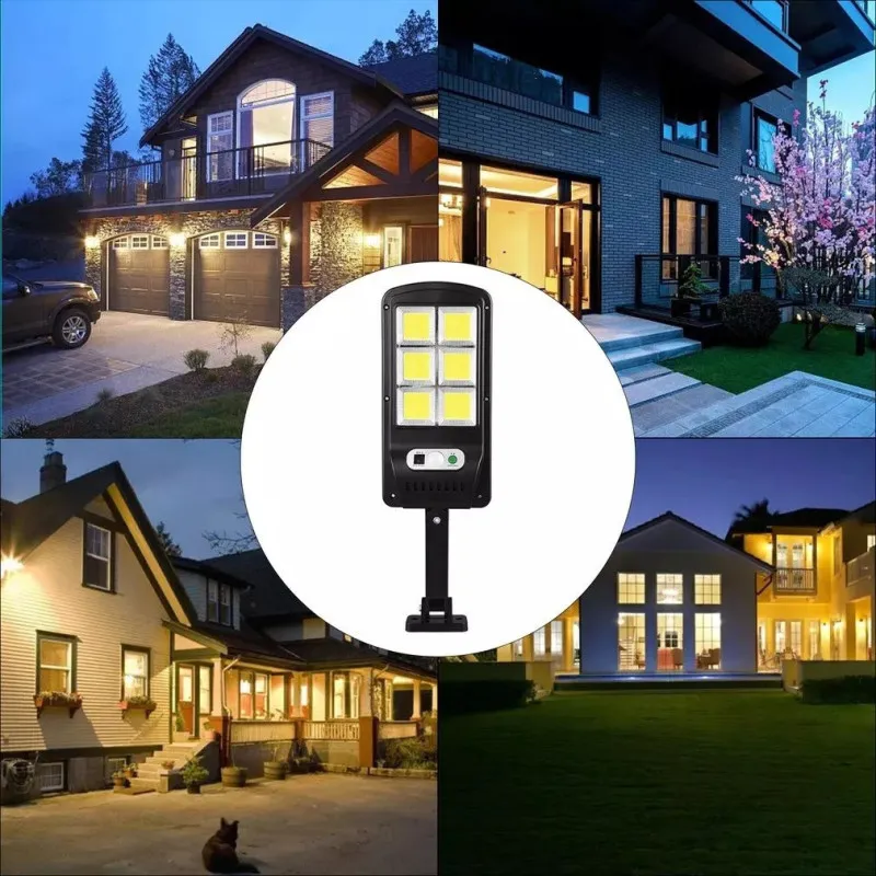 Set 5 x Lampa solara cu 6 celule, LED-uri COB si telecomanda