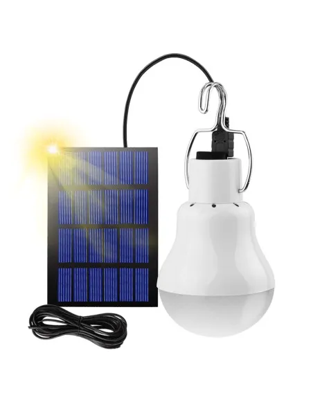 Bec solar portabil 20 LED cu panou solar si carlig