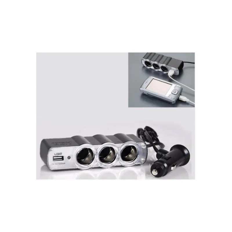 Priza tripla + USB pentru bricheta auto