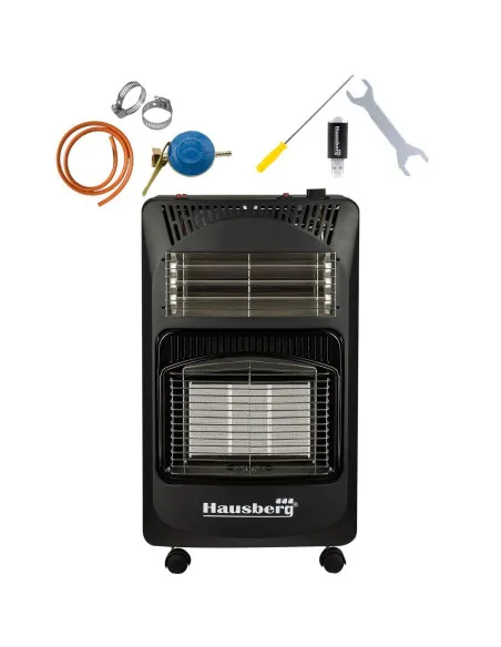 Soba gaz + electrica, 4,2kW, negru + pachet accesorii,Hausberg, HB-1022NG