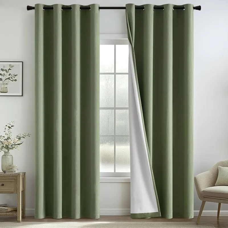 MIULEE Draperii Opace Linen cu Inele 140x225 cm Taupe