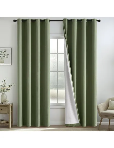 MIULEE Draperii Opace Linen cu Inele 140x225 cm Taupe
