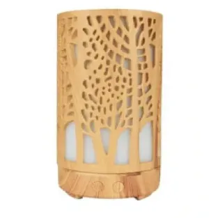 Umidificator pentru aromaterapie, ultrasunet, model copac, rezervor 200 ml, 7 culori, led, lemn deschis 2