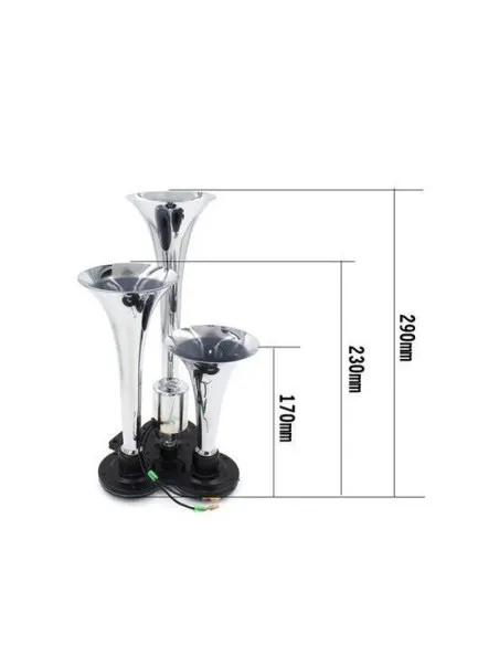 Claxon auto cu 3 goarne 12/24V, electrovalva