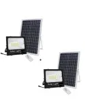 Set 2 x Proiector cu panou solar Jortan 50w, telecomanda, indicator baterie, 6500k, IP66