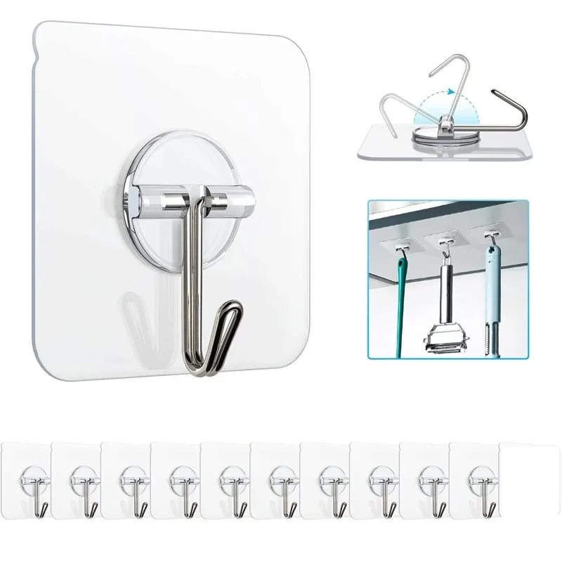 Set 12 x carlig autoadeziv pentru baie sau bucatarie , reutilizabil