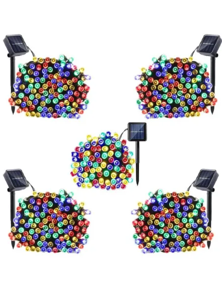 Set 5 x instalatie solara 100 LED, culoare multicolor