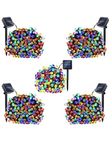Set 5 x instalatie solara 100 LED, culoare multicolor