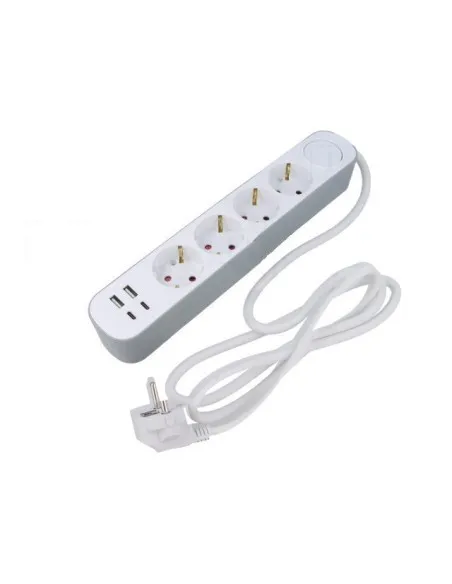 Prelungitor 4 prize, 2 porturi USB si 2 Type-C, 2m , Jortan