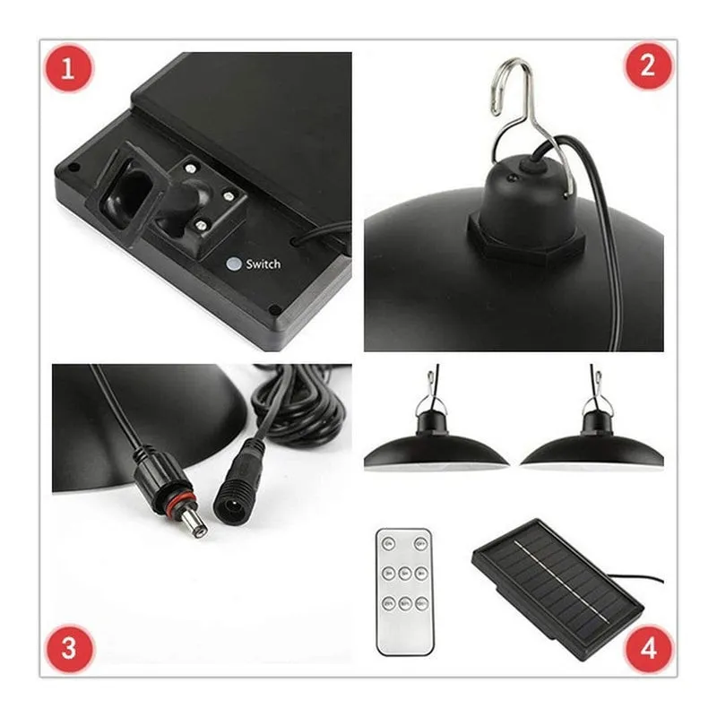 Set 2 Lampi solare cu LED si panou solar, cu telecomanda, IP66, lumina alba