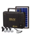 Sistem Iluminat Solar GDLite cu 3 Becuri LED, Panou Solar 6V 4Ah, Port USB, Baterie Reincarcabila