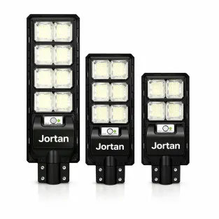 Lampă Stradală Solară Jortan 400W/300W/200W cu Senzor de Lumină, Telecomandă și Picior Metalic